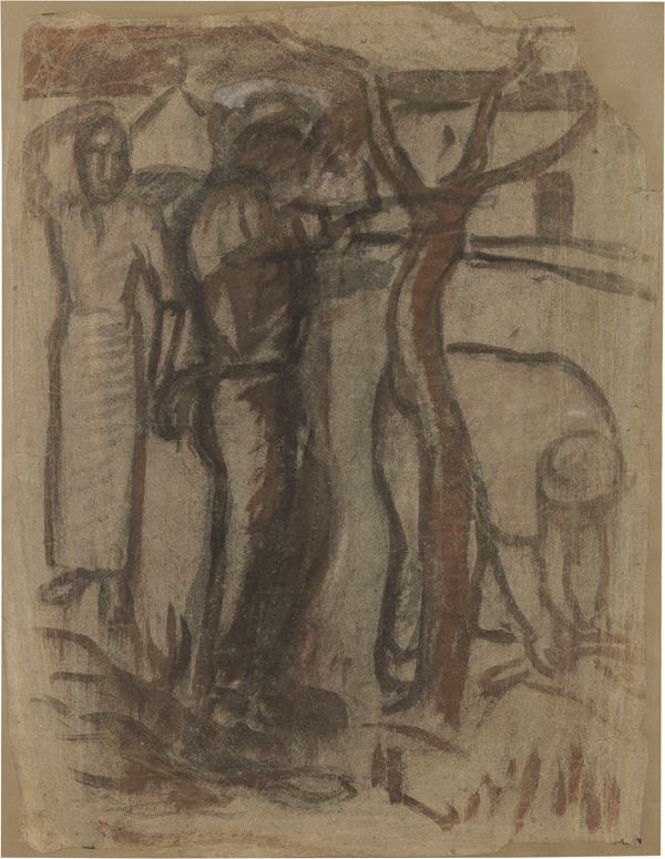 Ardengo Soffici : Studio per «La potatura»  ((1907))  - Tempera e inchiostro su cartoncino - Asta Arte Moderna - II - Casa d'aste Farsettiarte