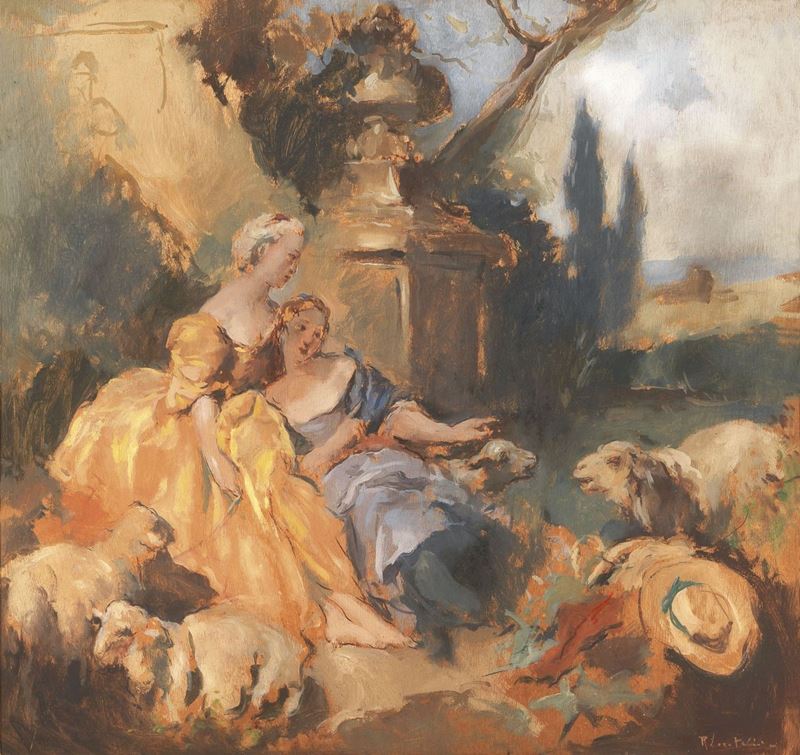 Romualdo Locatelli - Due Fanciulle con Armenti