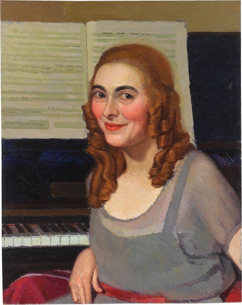 Oscar Ghiglia - Ritratto di Fanciulla al Pianoforte (maria Natrella)