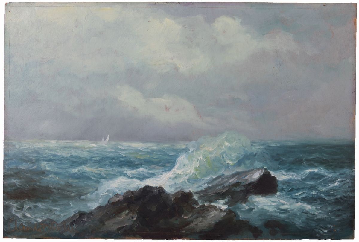 Ignoto Fine XIX Secolo - «marina con Vascelli in Tempesta» e «marina con Tempesta»