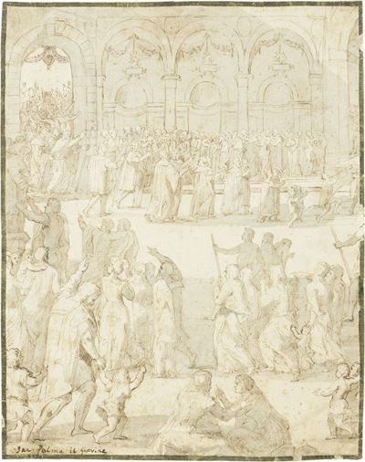 Interno di Chiesa con Processione Solenne