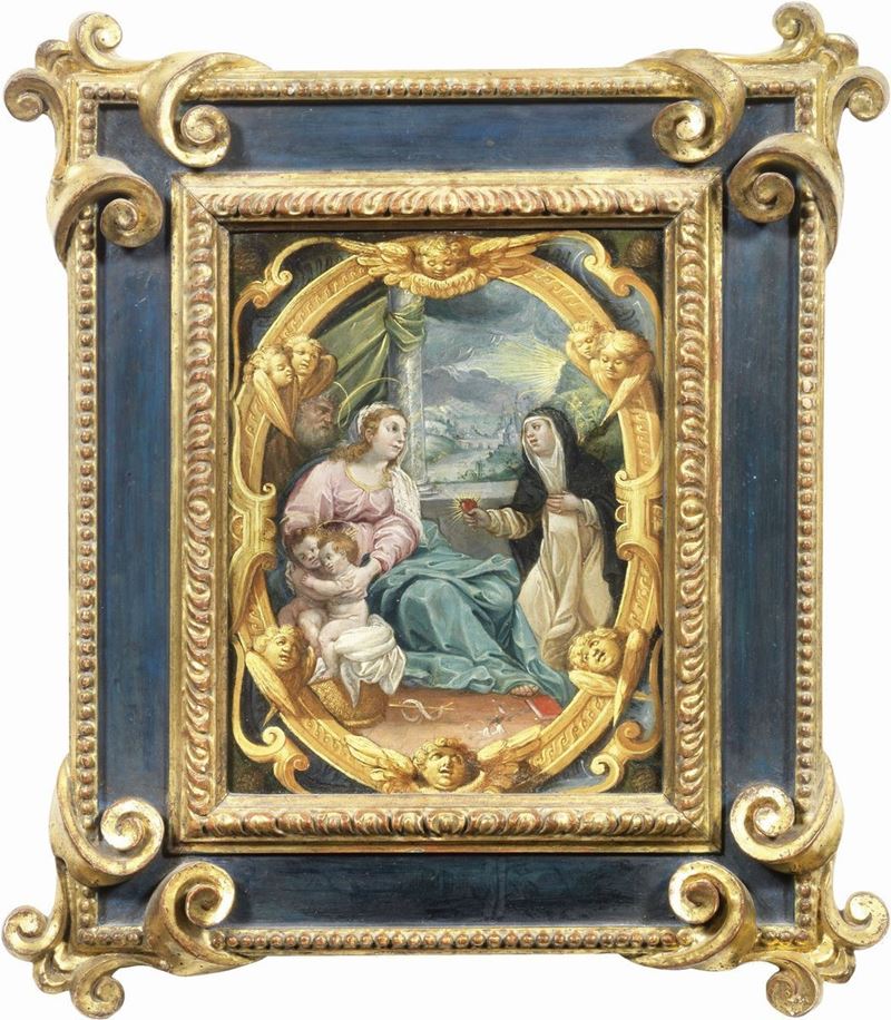 Ferraù Fenzoni (attr. A) - Sacra Famiglia con S. Giovannino e Santa Caterina da Siena