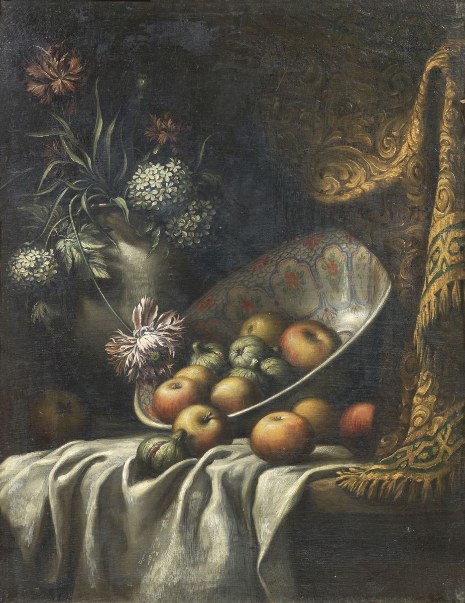 Scuola Italiana Fine XVII Secolo - «natura Morta con Fiori, Frutta e Vaso» e «natura Morta con Fi...