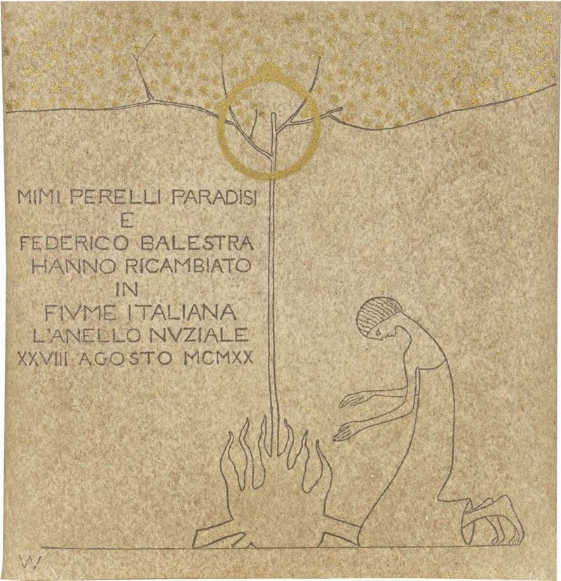 Adolfo Wildt - Annuncio del Matrimonio Balestra