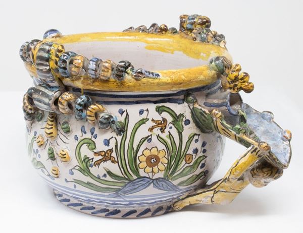 Ciotola in maiolica policroma