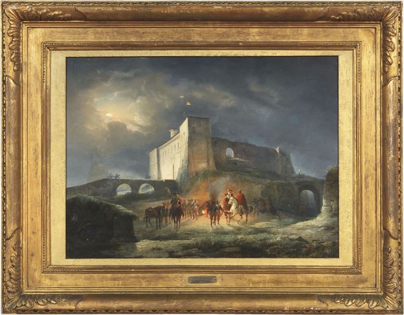 Costantino Rosa (attr. A) - Bivacco Notturno Sotto un Castello