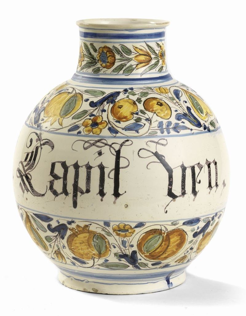 Vaso Globulare in Maiolica Policroma
