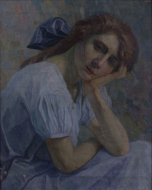 Ignoto del XX secolo - Fanciulla con fiocco blu