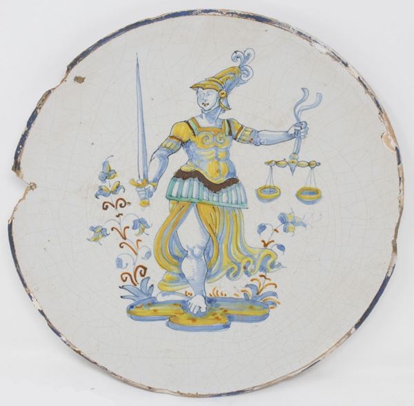 Piatto in maiolica policroma