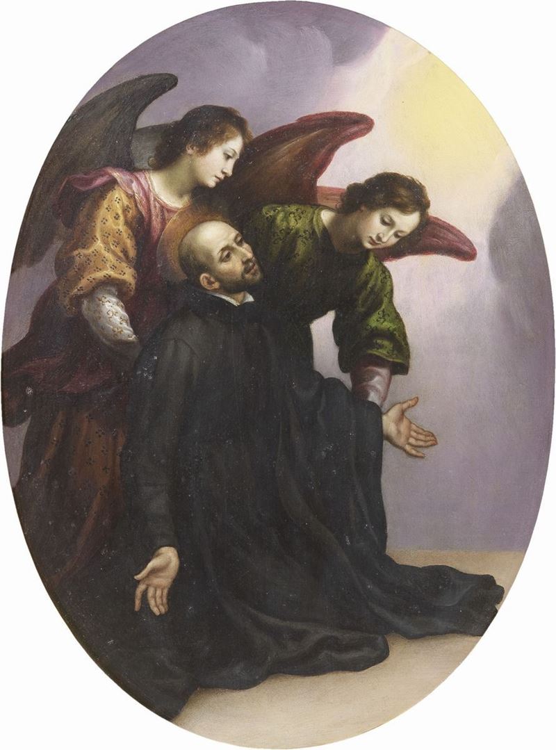Francesco Curradi (attr. A) - «santo in Estasi Sorretto da Due Angeli» e «santo che Contempla Cri...