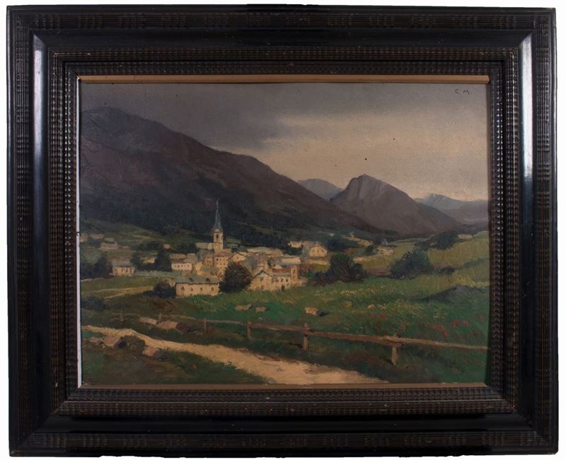 Ignoto Inizio XX Secolo - Paesaggio Montano con Paese