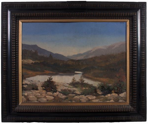 Ignoto inizio XX secolo - Paesaggio montano con lago