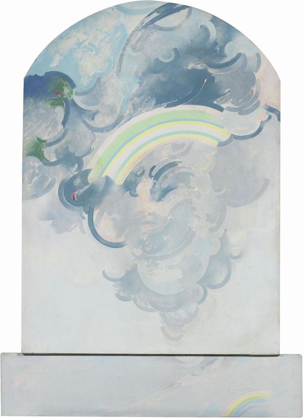Umberto Buscioni : Pioggia di primavera  (1983)  - Olio su tela, due elementi - Asta Arte Moderna e Contemporanea - I - Casa d'aste Farsettiarte