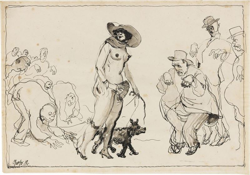 George Grosz - Passeggiando con il Cane