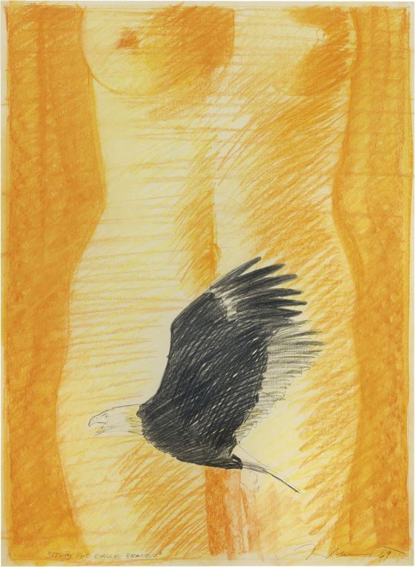 Mel Ramos : Study for Eagle Beaver  (1969)  - Matite colorate su carta - Auction Contemporary Art - I - Casa d'aste Farsettiarte