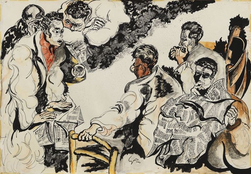 Renato Guttuso - Studio per «la Discussione»