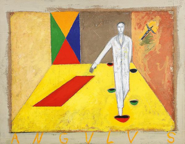 Mimmo Paladino : In punta di piedi  (1990)  - Olio su tela - Auction Contemporary Art - I - Casa d'aste Farsettiarte