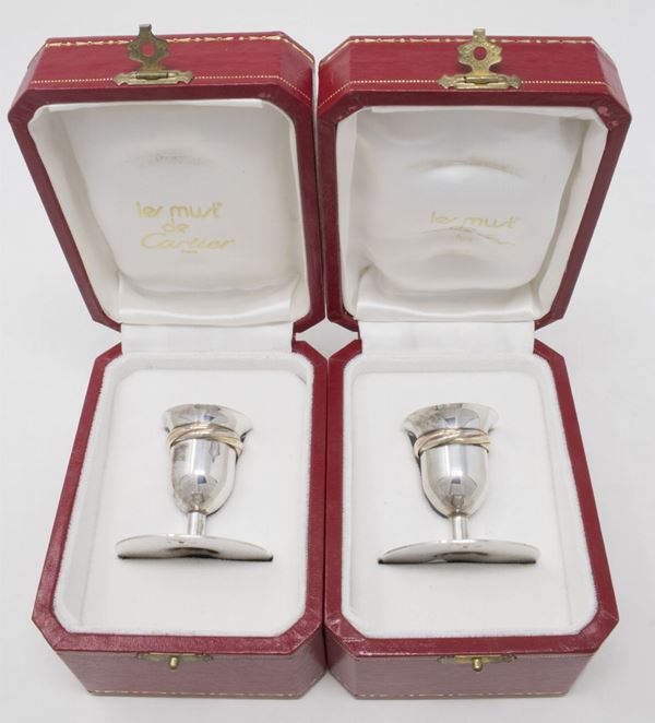 Cartier coppia di candelieri in argento modello Trinity