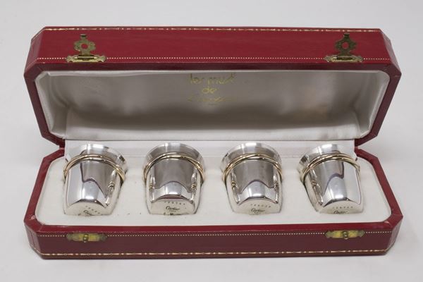 Cartier quattro bicchierini in argento modello Trinity