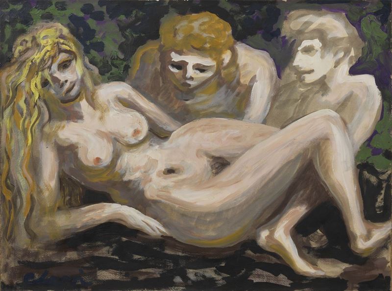 Carlo Levi - Nudo con Figure