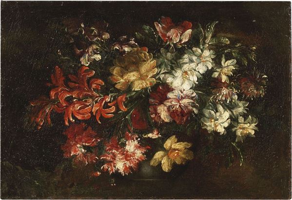Scuola Italia settentrionale del XVII secolo - Due opere a soggetto «Natura morta con fiori»