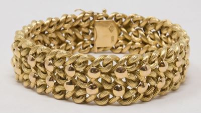Bracciale in Oro Giallo a Maglia Morbida Intrecciata