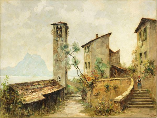 Roberto Marcello (Iras) Baldessari - Veduta a Gandria sul lago di Lugano