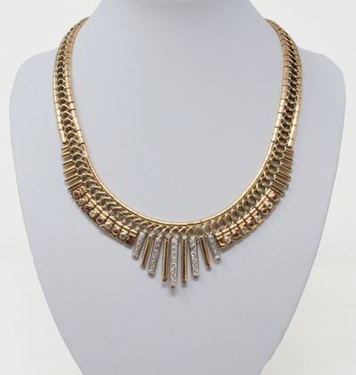 Collana Girocollo in Oro Giallo a Frange con Brillanti e Rubini