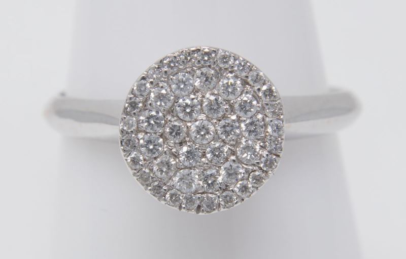 Anello in Oro Bianco Pavé di Brillanti