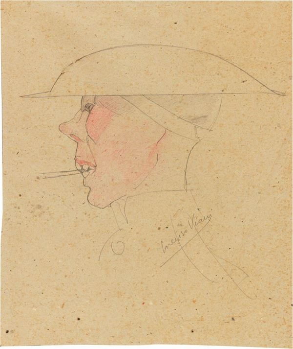Lorenzo Viani : Soldato inglese  (1917-18)  - Matita e pastello su carta - Asta Arte Moderna e Contemporanea - I - Casa d'aste Farsettiarte