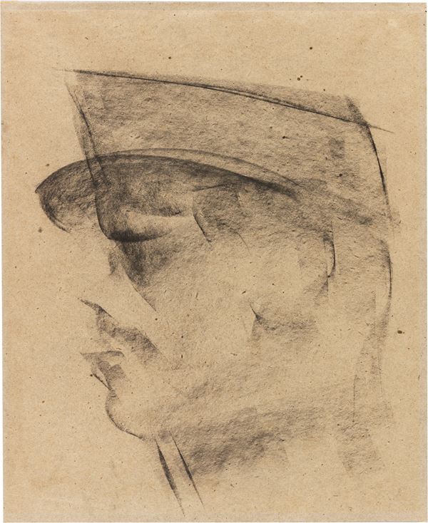Lorenzo Viani : Ufficiale francese  ((1917))  - Carboncino su carta - Asta Arte Moderna e Contemporanea - I - Casa d'aste Farsettiarte