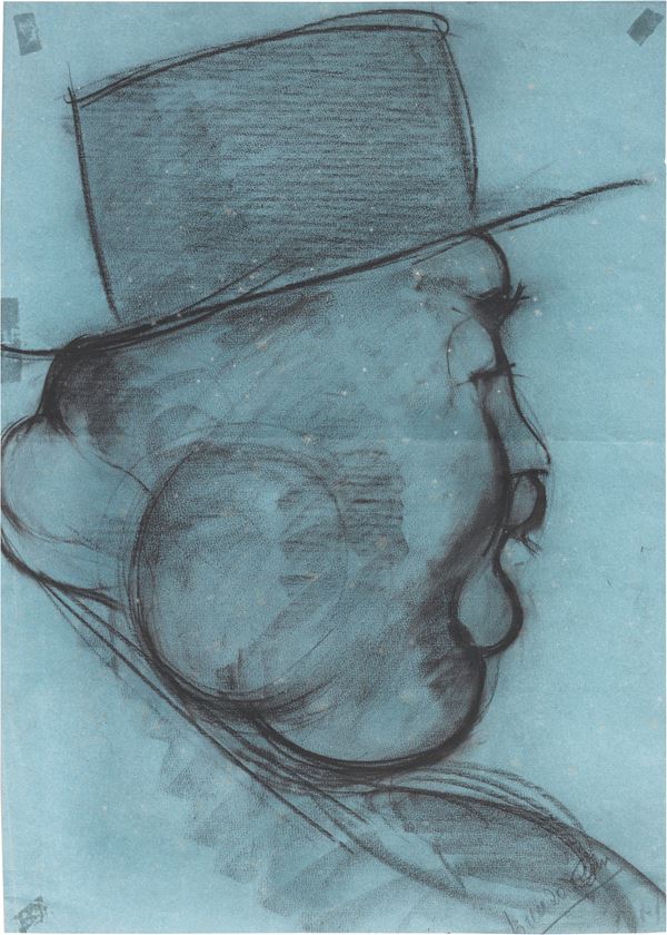 Lorenzo Viani : Ritratto di Attilio Balena  (1920-24 ca.)  - Carboncino su carta - Asta Arte Moderna e Contemporanea - I - Casa d'aste Farsettiarte