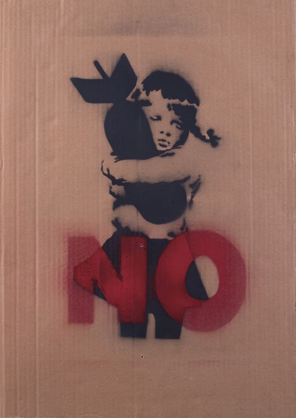 Banksy : Hugger Bomb  (2003)  - Stencil su cartone - Asta Arte Moderna e Contemporanea - I - Casa d'aste Farsettiarte