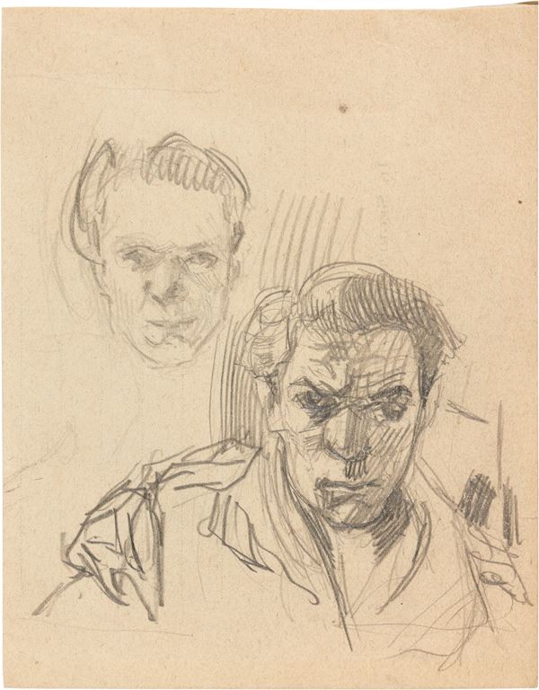 Mario Sironi : Busto e testa  (1908-10)  - Matita su carta - Asta Arte Moderna - II - Casa d'aste Farsettiarte