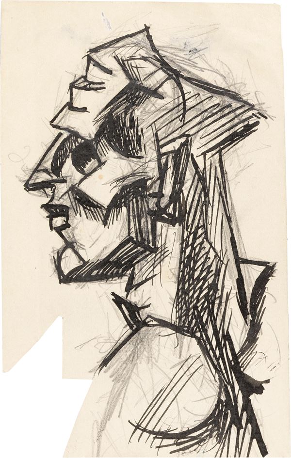Mario Sironi : Testa  (1913 ca.)  - China e matita su carta - Auction Modern Art - II - Casa d'aste Farsettiarte