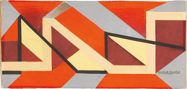 Giacomo Balla : Linee spaziali  (1917 ca.)  - Collage di carte colorate su cartoncino - Asta Arte Moderna - II - Casa d'aste Farsettiarte