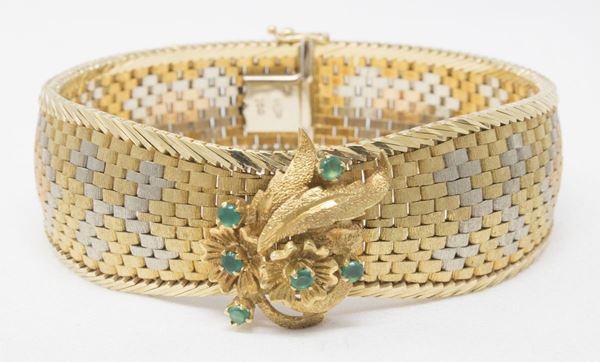 Bracciale in oro giallo a tre colori
