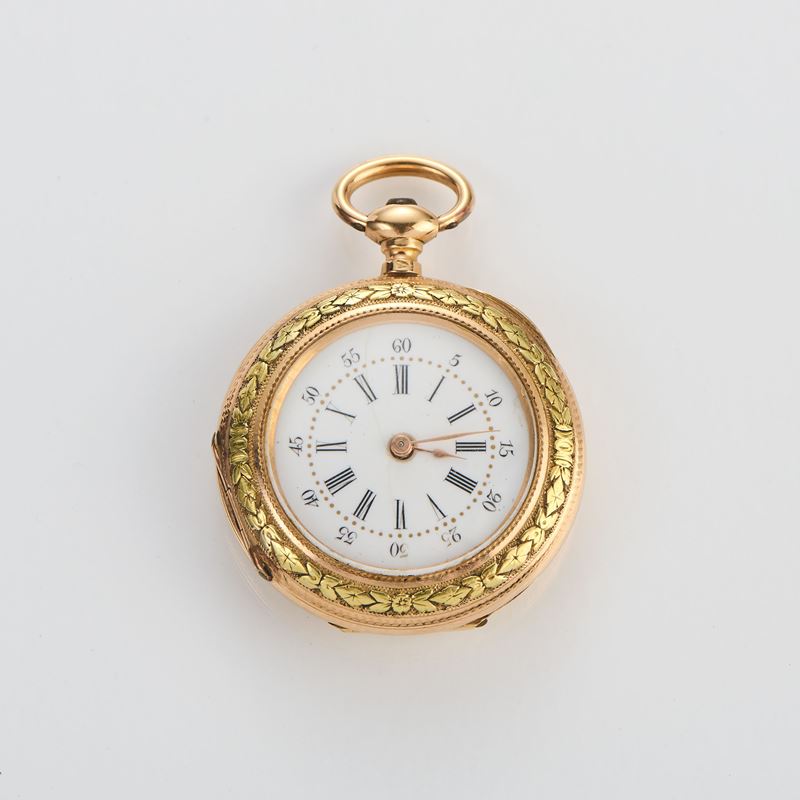 Orologio da tasca in oro a doppia cassa