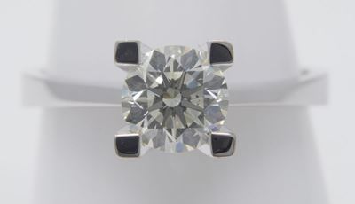 Anello in Oro Bianco con Diamante Taglio Brillante Rotondo