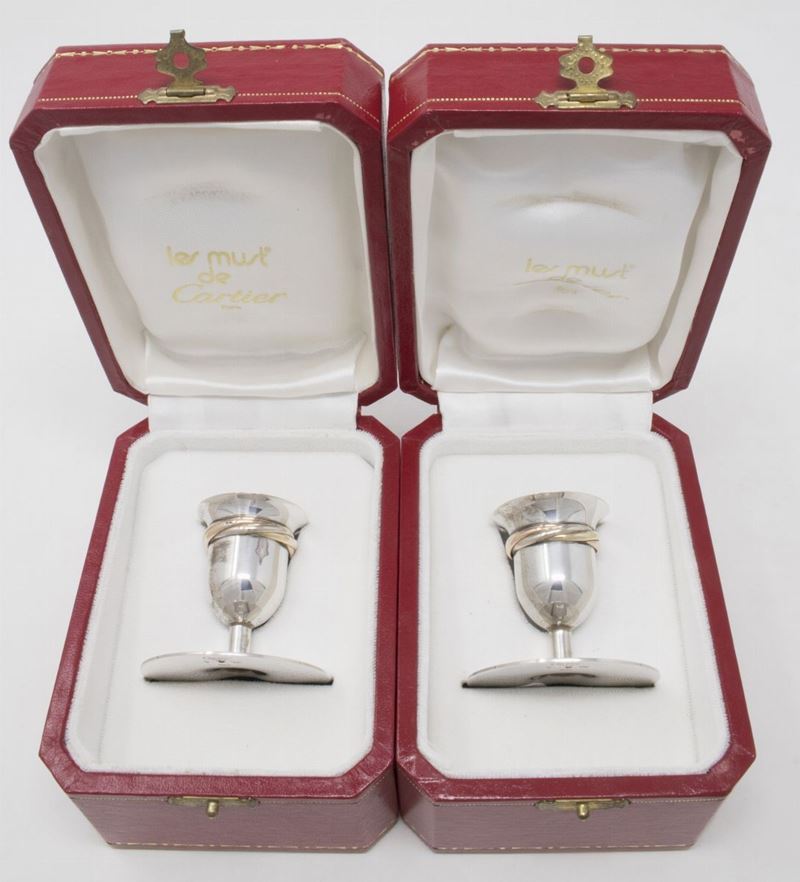 Cartier Coppia di Candelieri in Argento Modello Trinity