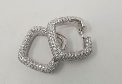 Orecchini Squadrati in Oro Bianco Pavé di Brillanti
