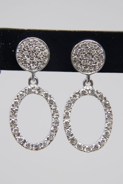 Orecchini a Cerchio in Oro Bianco Pavé di Brillanti