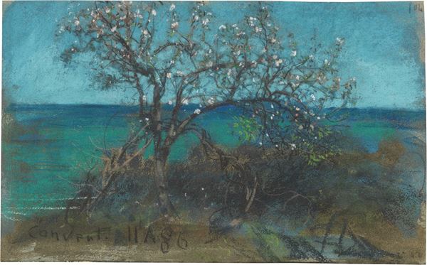 Francesco Paolo Michetti - Paesaggio con albero fiorito