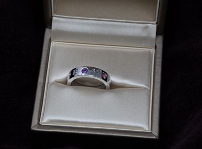 Bulgari Anello in Oro Bianco, Ametiste e Tormaline Rosa