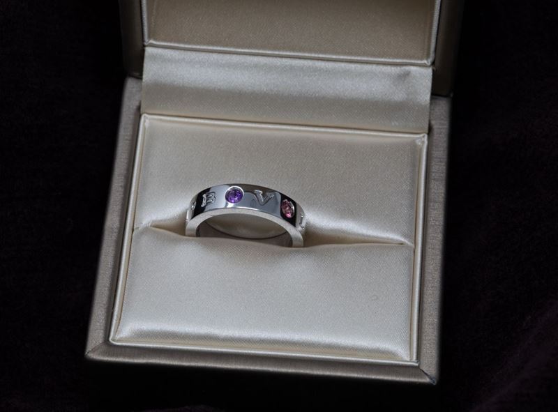 Bulgari Anello in Oro Bianco, Ametiste e Tormaline Rosa