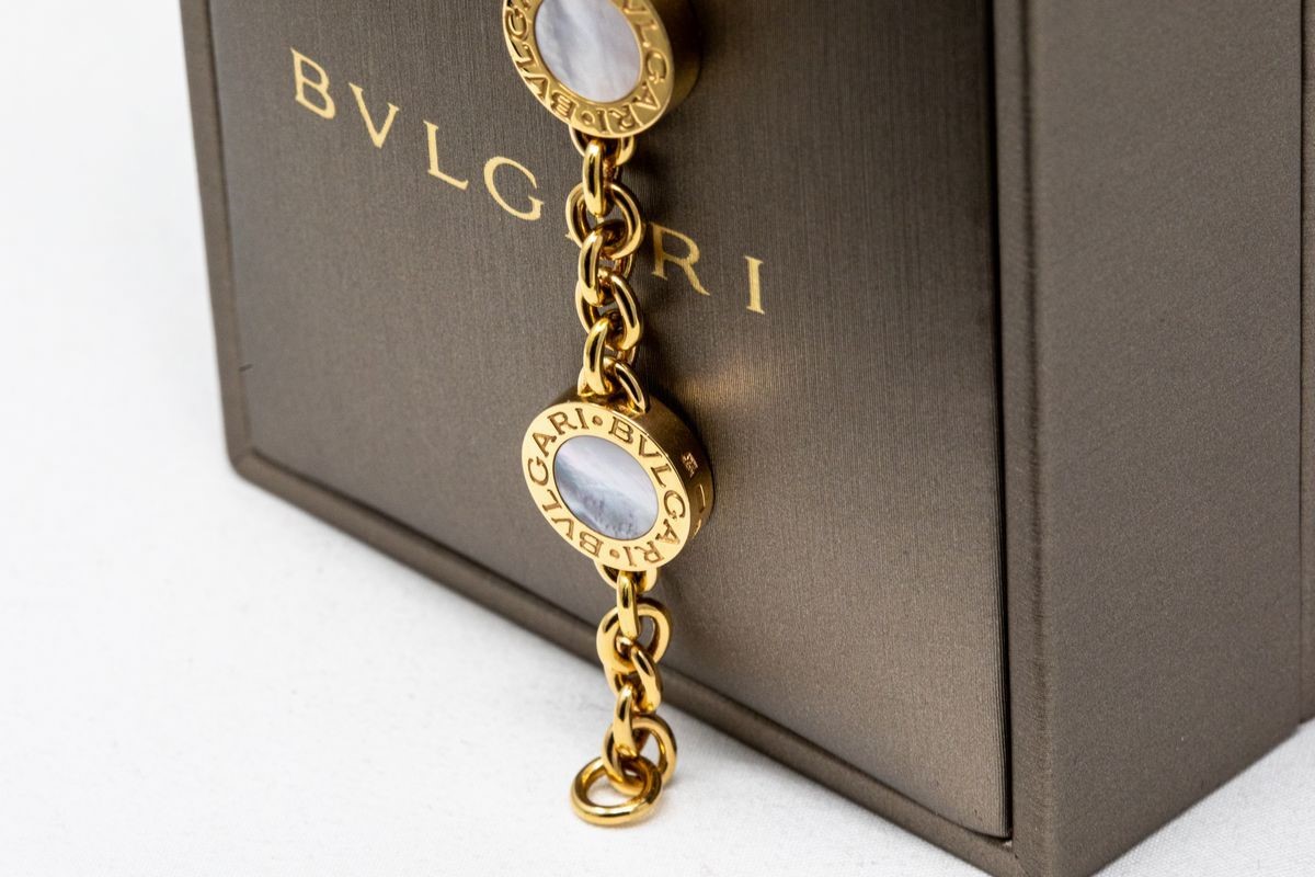 Bulgari Bracciale a Maglie in Oro Rosa con Onice e Madreperla