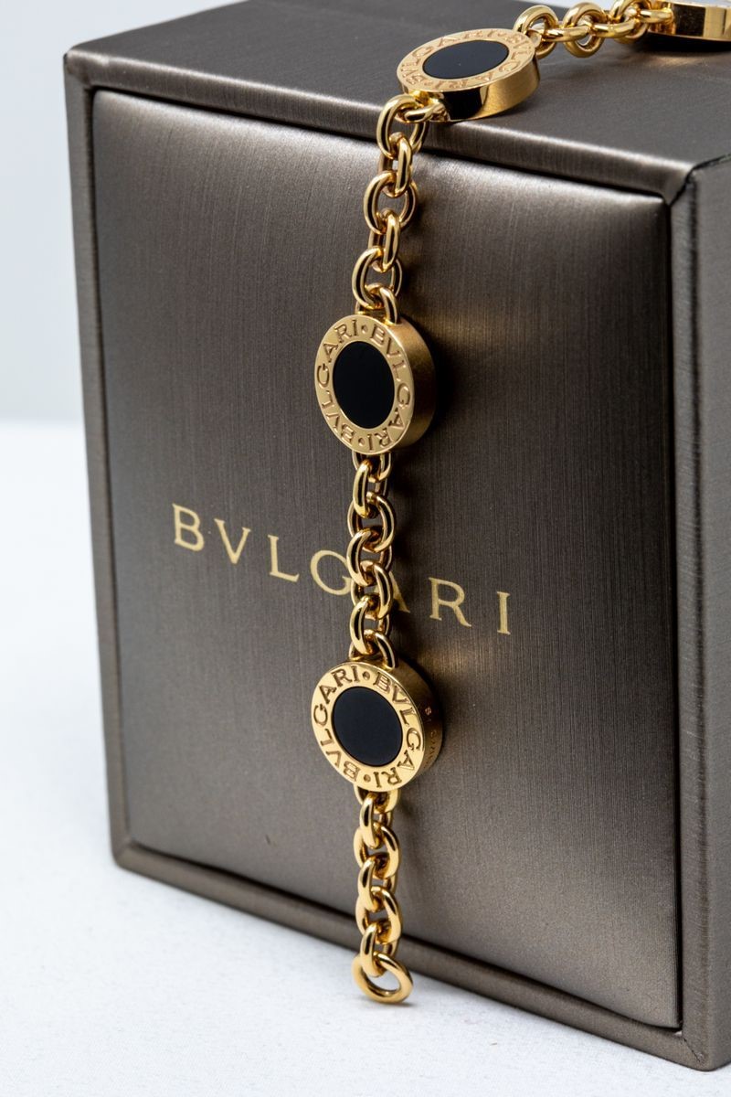 Bulgari Bracciale a Maglie in Oro Rosa con Onice e Madreperla