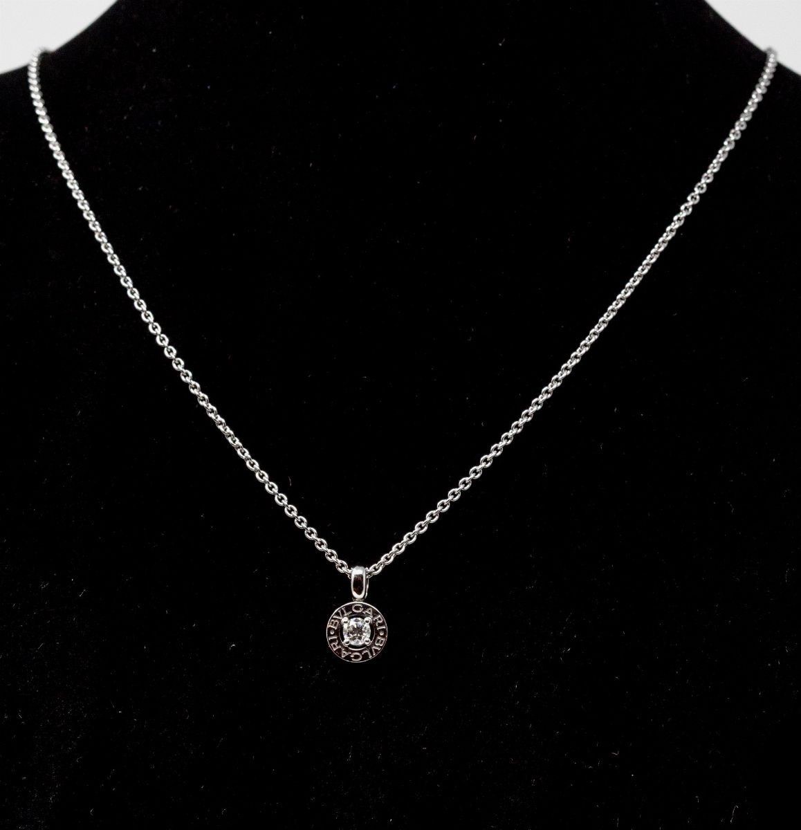 Bulgari Pendente in Oro Bianco e Brillante Centrale