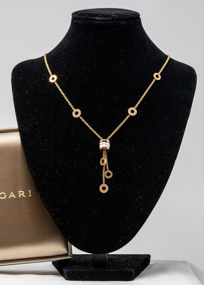 Bulgari Collana in Oro Rosa con Pavé di Diamanti