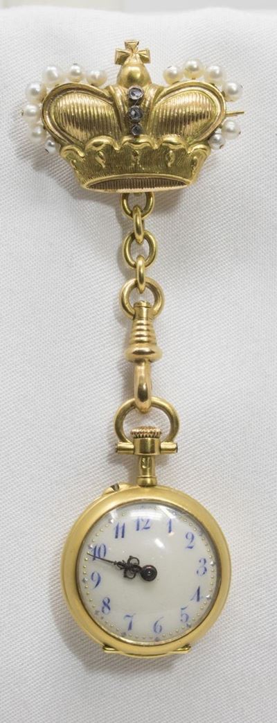 Spilla con Orologio in Oro